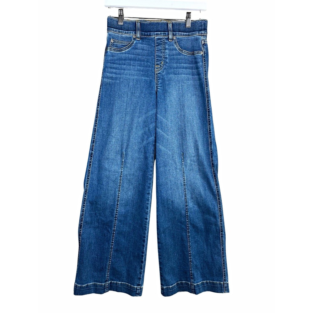 SPANX Womens Seamed Front Wide Leg Denim Jeans Vintage Indigo Size S 20407Q